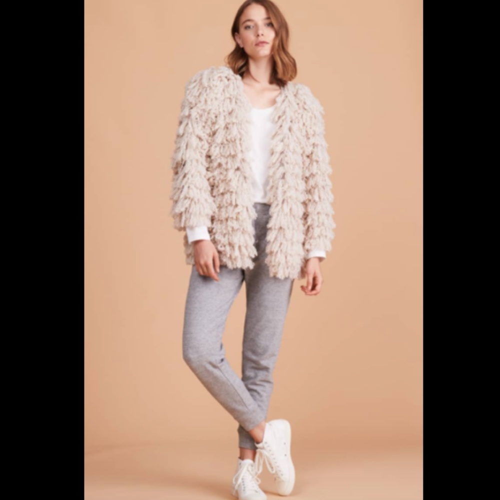 $198 LOU & GREY FROM NORDSTROM CREAM PUFF TEDDY SWEATER JACKET XXS